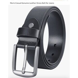 Bullko Men's Casual Genuine Leather Dress Belt for Jeans Size 38 - Black - New
